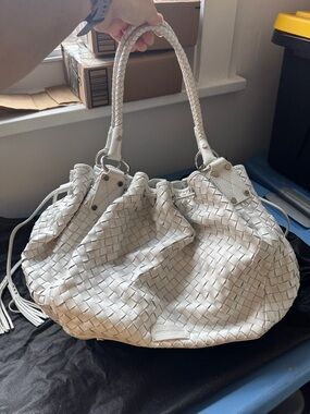 Adrienne Vittadini White Woven Leather Shoulder Bag (new without tag, never use)